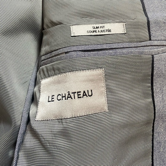 Men’s Grey Blue Blazer One Button Cotton Polyester Sport Coat Le Chateau - Picture 7 of 9